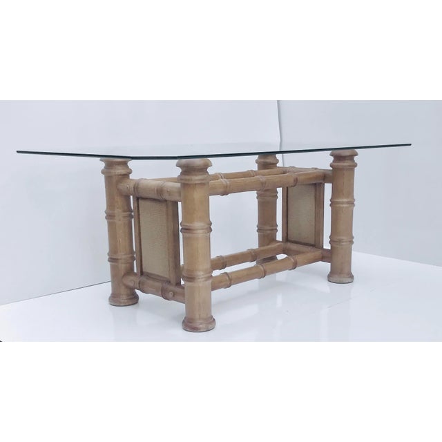 Tan 1980s Faux Bamboo Solid Wood Dining Table For Sale - Image 8 of 8