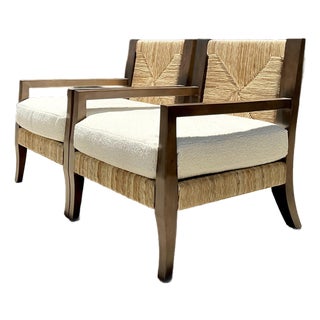 Vintage Ej Victor “Fishers Island” Rush Lounge Chairs - A Pair For Sale