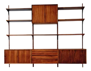 Big Mid-Century Danish Rosewood Wall Unit with 3 Cabinets by Poul Cadovius for Cado, Denmark, 1960s