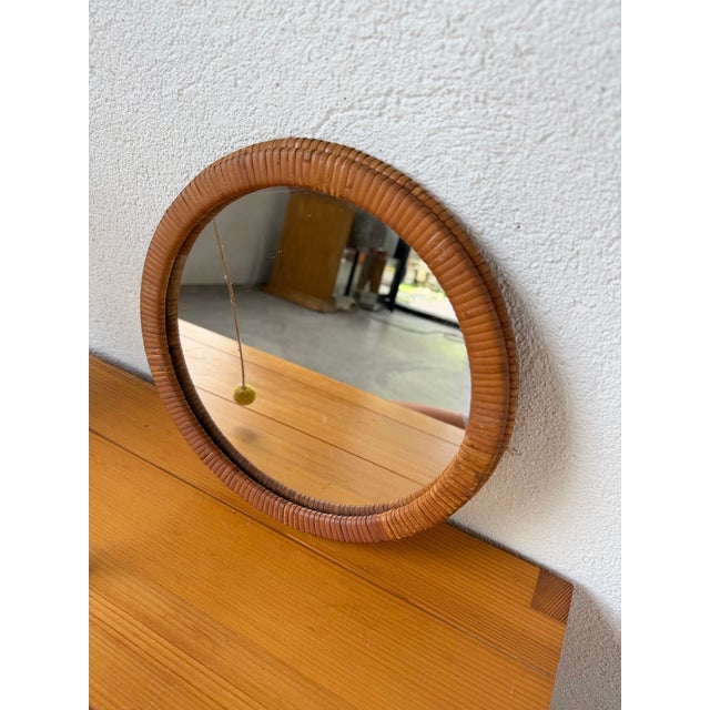 Vintage Round Wicker Mirror, 1960s For Sale - Image 12 of 17