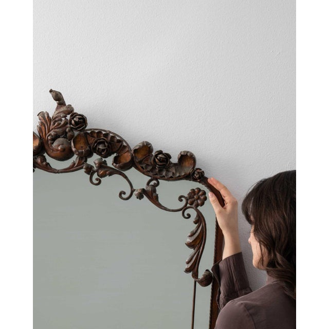 Baroque Italian Wrougt Iron Neo Baroque Mirror Italy Mid 20th Century For Sale - Image 3 of 11