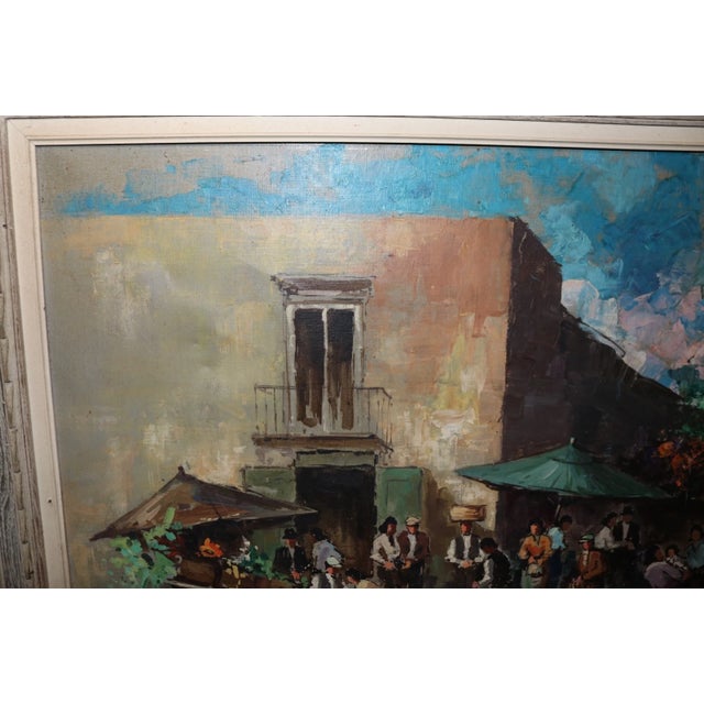 Abstract Expressionism Vintage Original Fruit Vegetable Farmers Market Landscape Oil Painting For Sale - Image 3 of 12