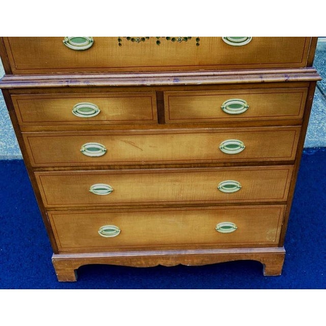 Mid 20th Century Curly Maple 1 Piece Chest on Chest With Painted ...