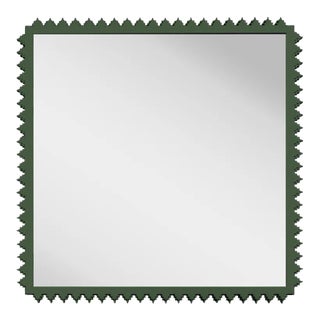 Fleur Home Carnival Muses Square Mirror in Duck Green, 32x32 For Sale