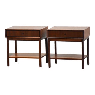 Walnut Mid Century Nightstands - a Pair For Sale