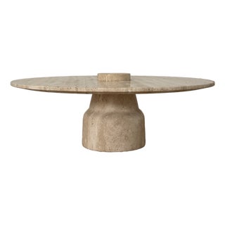 Round Travertine Coffee Table, 1970s For Sale
