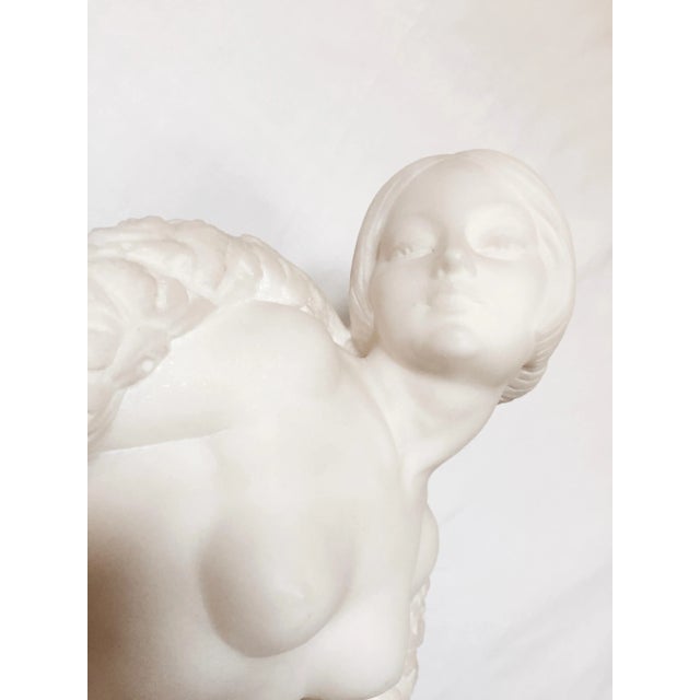 1900 - 1909 Early 20th Century Italian Carrara Marble Sculpture, G. Pugi's Art Deco Beauty For Sale - Image 5 of 11