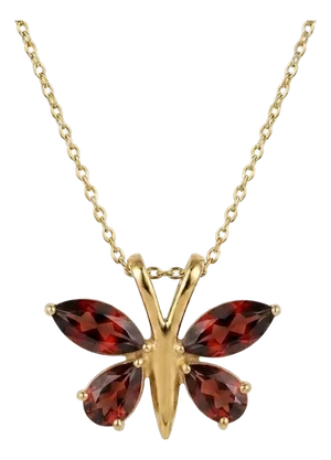 Garnet Butterfly Pendant in 18k Gold Plated Over Sterling Silver, Dainty Birthstone Gift for Her