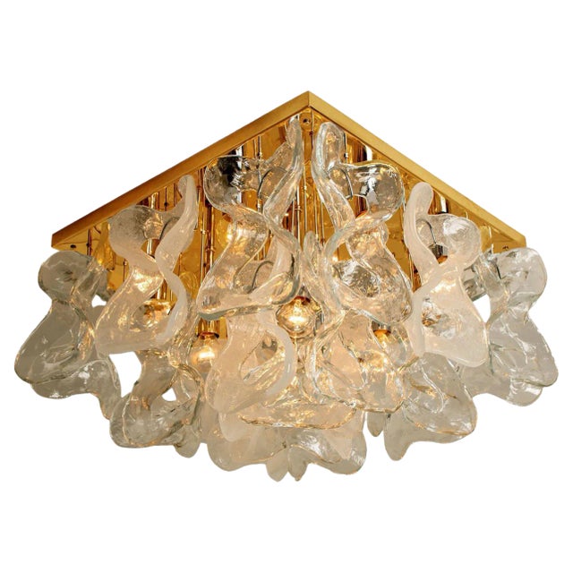 Massive Catena Murano Glass Flush Mount Chandelier by J.T. Kalmar, 1970s For Sale