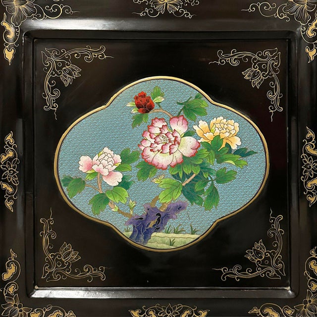 Early 20th Century Chinese Folding Screen/Room Divider With Cloisonne Panels For Sale - Image 12 of 18