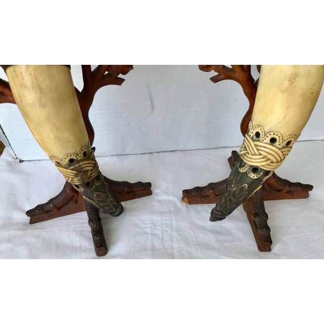 Late 19th Century Pair of Anglo-Indian Mounted Steer Horns For Sale - Image 5 of 13