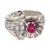 Mid-Century Modern Mid 20th Century Retro Ruby Diamond 18k White Gold Cocktail Ring, Size 6.5 For Sale - Image 3 of 6