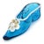 Murano Venetian Murano Antique White Blue Gold Flecks Italian Art Glass Ballet Slipper Fashion Shoe Sculpture For Sale - Image 4 of 5