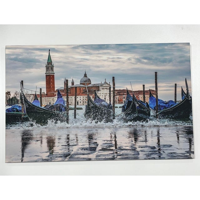 Beautiful photograph of the Gondolas of Venice, transferred onto the surface of a ceramic tile. The colors seem to light...