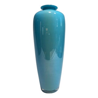 Italian Postmodern Design Murano Glass Light Blue Vase, 1990s For Sale