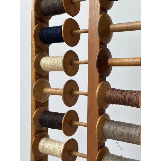 Vintage Oak Frame Cord/Yarn Bobbin Storage Rack, Circa 1940s-50s For Sale - Image 11 of 17