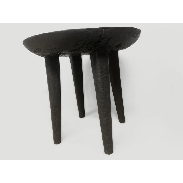 2010s Andrianna Shamaris Minimalist Charred Round Side Table For Sale - Image 5 of 5