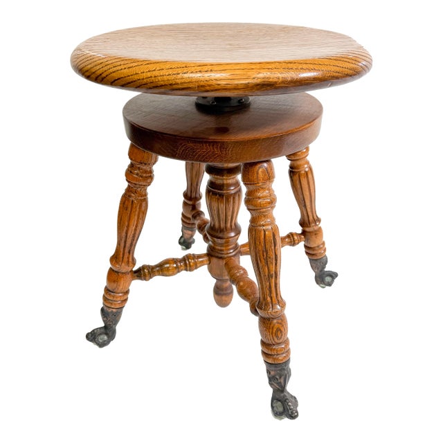 Victorian Adjustable Piano Stool - Made in America For Sale