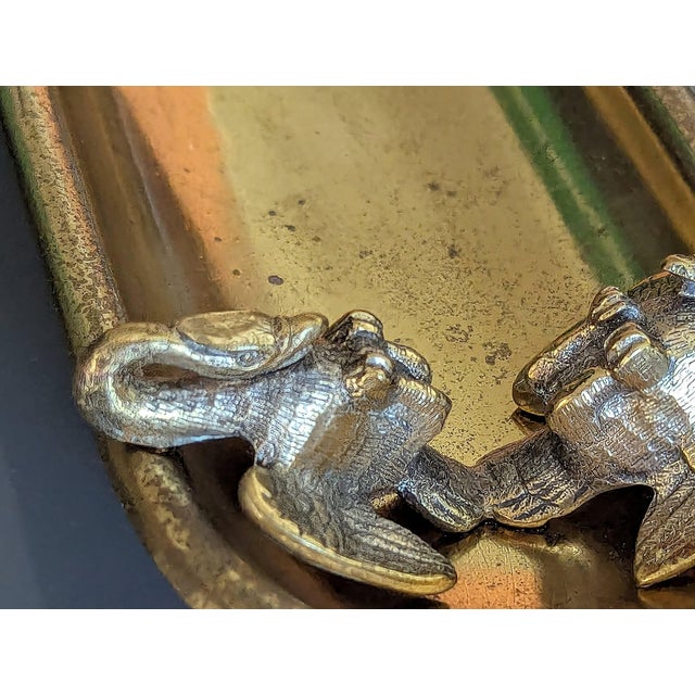 Antique Brass Tone Pen Rest Adorned by Swans For Sale - Image 4 of 5