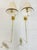 Elegant pair of brass swing-arm wall sconces by Visual Comfort, showcasing a timeless, architecturally inspired design...