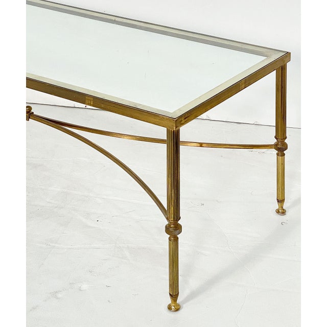 French Cocktail or Coffee Low Table of Brass and Glass in the Maison Jansen Style For Sale In Austin - Image 6 of 11