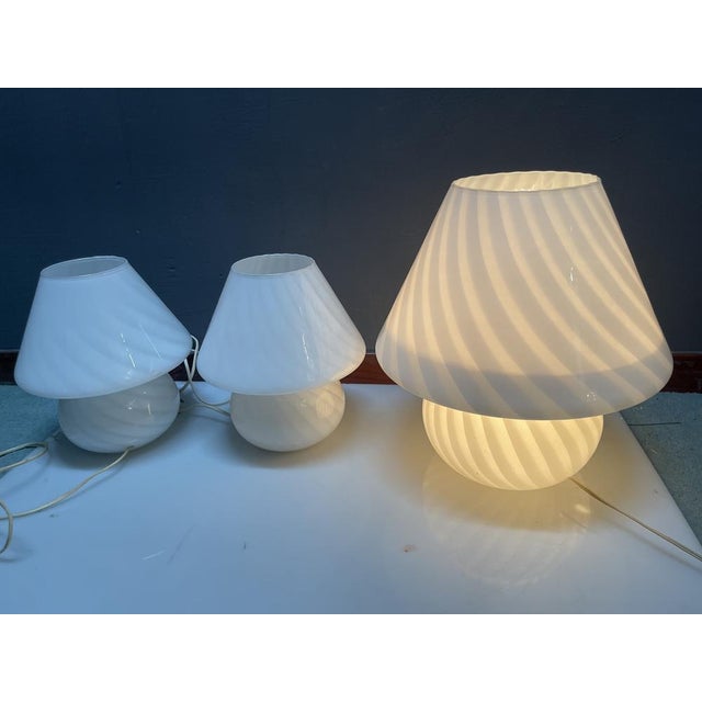 1970s Murano Glass Mushroom Table Lamps by Paolo Venini, 1970s, Set of 3 For Sale - Image 5 of 10