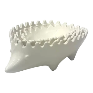 White Ceramic Hedgehog Stacking Bowls - Set of 3