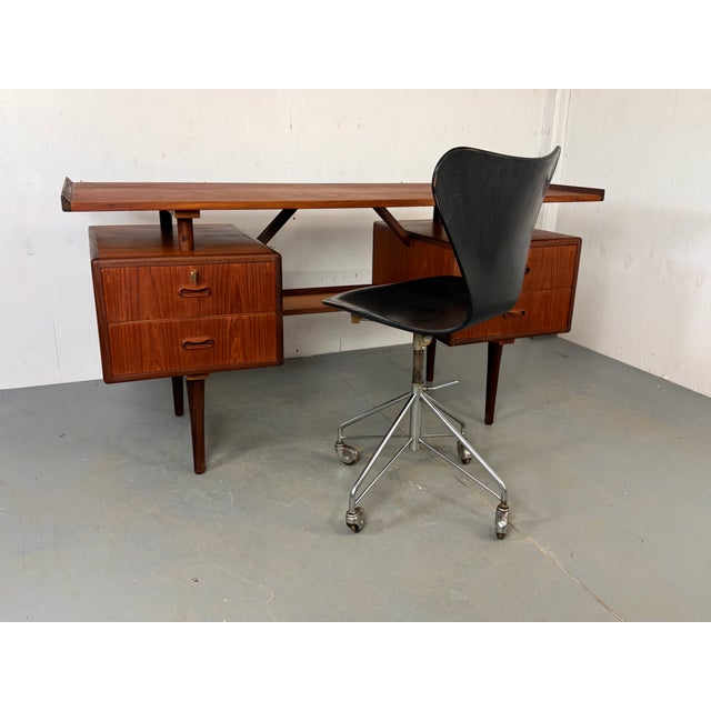 Mid-Century Modern Mid-Century Danish Teak Desk attributed to Louis van Teeffelen for Wébé, 1950s For Sale - Image 3 of 18