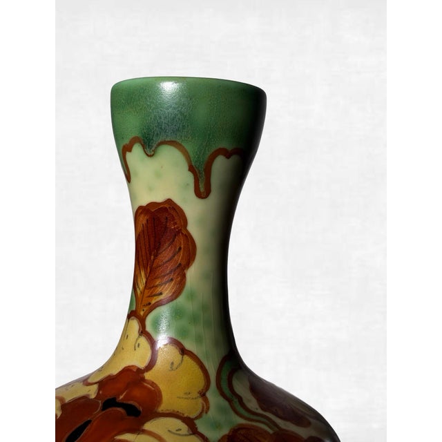 Mid 20th Century Regina Gouda Holland “Borodi” Hand-Painted Art Pottery Vase, Model 256 For Sale - Image 5 of 8