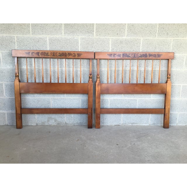 L. Hitchcock Harvest Maple Paint Decorated Twin Headboards a Pair Chairish