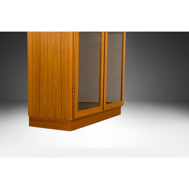 Beautiful pair of Mid-century teak lighted display / China Cabinets by Skovby Mobelfabrik A/S, Minimalist Danish Modern...