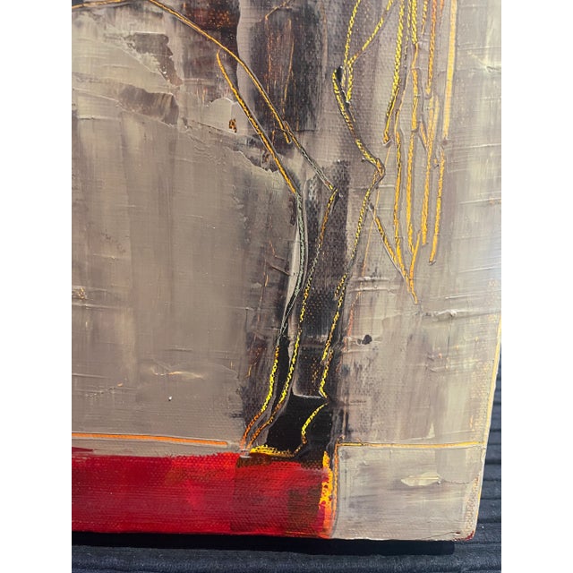 Abstract Dog Oil Painting by Sherri Belassen “Red Ground” For Sale - Image 4 of 9