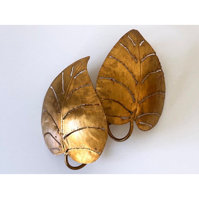 Gold Large Mid-Century Double Leaves Monstera Sconces by Hans Kögl, 1970s, Set of 2 For Sale - Image 8 of 18