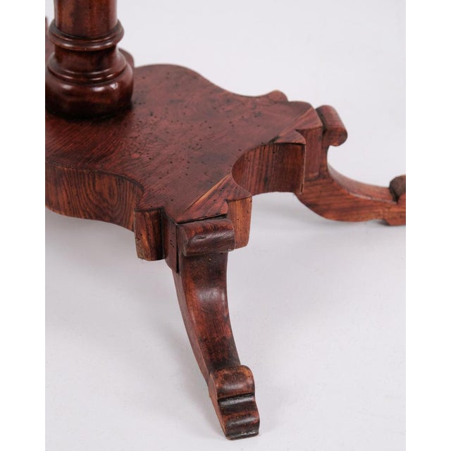 Brown Antique Mahogany Side Table with Turned Pedestal Base and Profiled Top For Sale - Image 8 of 11