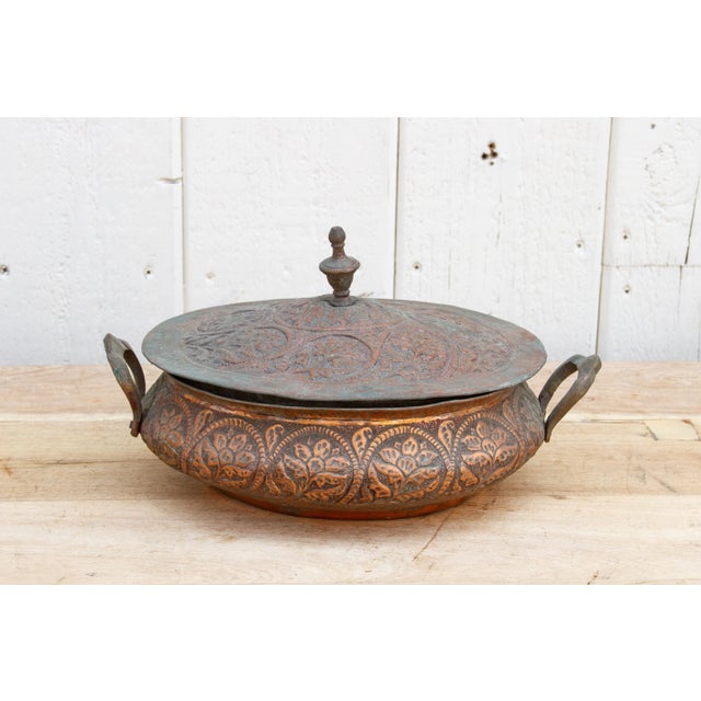 Antique Floral Engraved Copper Bowl For Sale - Image 10 of 10