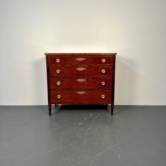 Traditional Polished 18th/19th Century Mahogany Chest, Dresser or Commode, Bronze Accents For Sale - Image 3 of 13