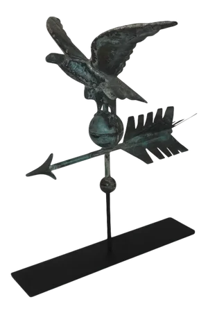 19thc Eagle Full Body Weathervane on Stand