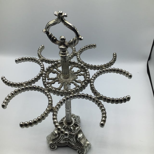 Vintage Silver Ombre and Silver Band Pilsner Stemware Set With Caddy by Vitreon Queen Lusterware - Set of 7 For Sale - Image 11 of 12