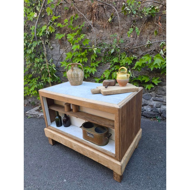 Antique French Patisserie Counter Kitchen Island with Marble Top, 1930 For Sale - Image 14 of 18
