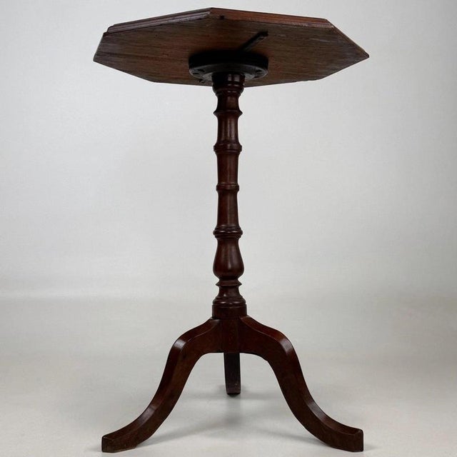 19th Century English Octagonal Mahogany Tripod Side Table For Sale - Image 4 of 7