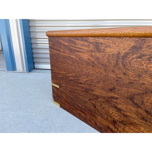 1960s Mid-Century Campaign Style Tiger Oak Daybed Sofa With Storage Drawers by Marge Carson For Sale - Image 12 of 13