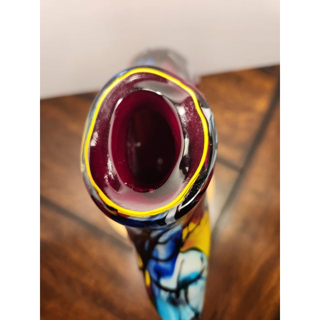 Glass Murano Monumental 14" Signed v. Nason Art Glass Cubist Vase 9.5lb Picasso Homag For Sale - Image 7 of 8