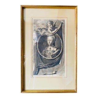 Antique 18th Century Black and White Portrait Etching For Sale