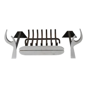 Signed Stainless Steel Fireplace Set by Jean-Paul Créations, France 1970s