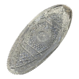Antique American Brilliant Cut Crystal Platter For Sale