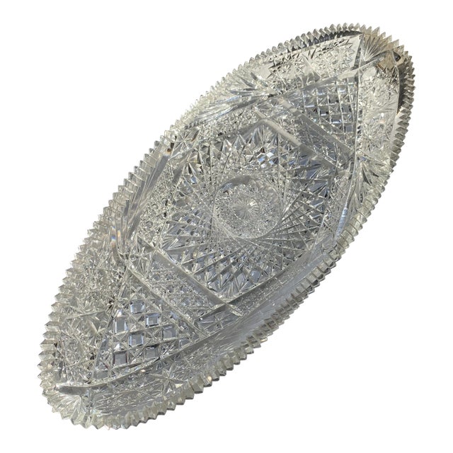 Antique American Brilliant Cut Crystal Platter For Sale