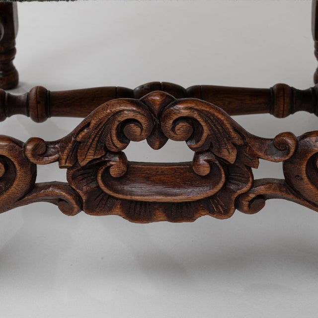 1900s French Baroque Revival Oak Armchair with Upholstered Cushions For Sale - Image 12 of 18