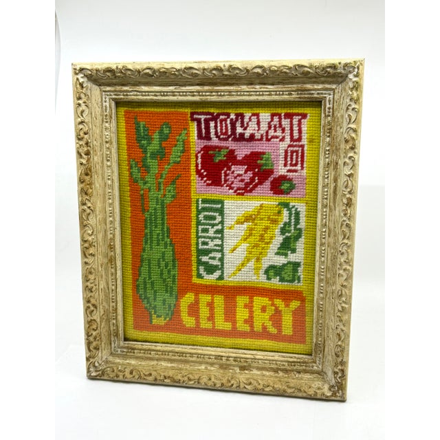 Very cool handmade piece of crewel artwork. This piece is framed in a white distressed frame but can always be changed....