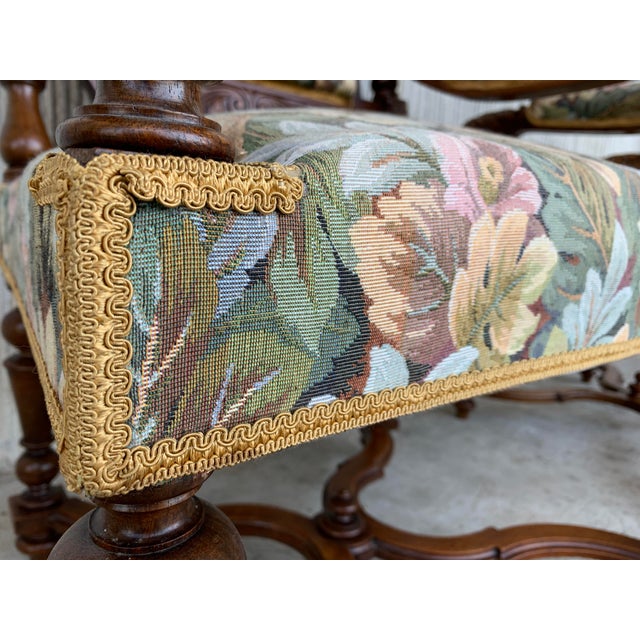 Wood Louis XVI Style French Carved Walnut Armchairs, 1900s - a Pair For Sale - Image 7 of 9