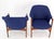 Mid 20th Century New Blue Wool Upholstery Teak Frames Danish Mid-Century Modern Lounge Chairs For Sale - Image 5 of 15